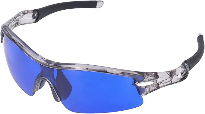 Golf Ball Finder Glasses, Polarized Blue Lens UV Proof Sun Protection Grass Filter with Glasses Cloth and Storage Bag, Ball Finding Filtering Sunglasses for Golfers(Grey)