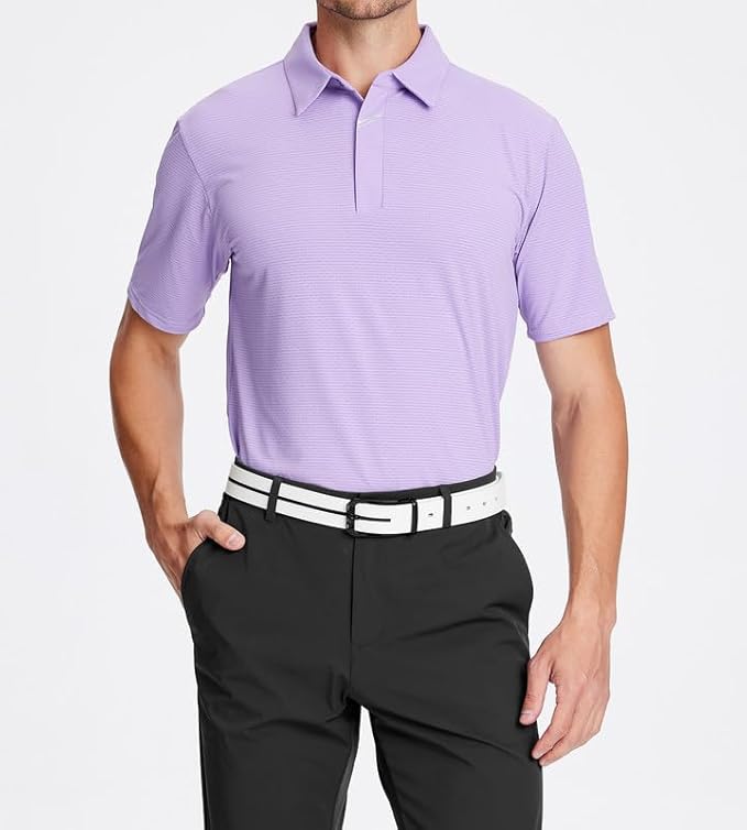 Damipow Premium Golf Shirts for Men Dry Fit Performance Polo Short Sleeve Collared Shirt
