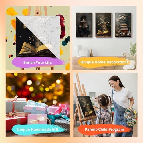 Mandun Book Paint by Numbers Kit for Adults, 3 Pack, 7.8x11.8 inch