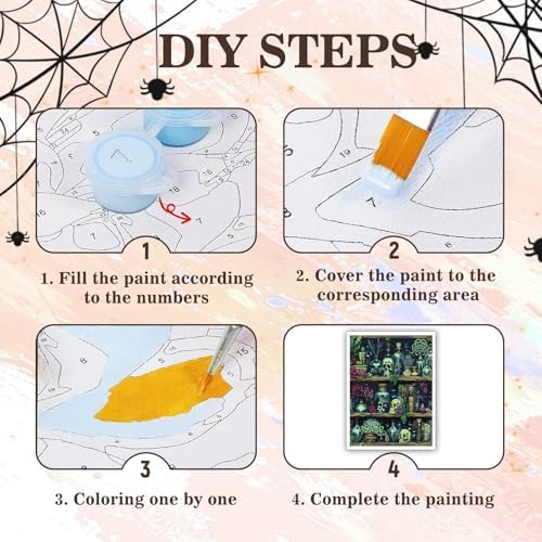 PHANTASYART Gothic Bookshelf Paint by Numbers Kit for Adults 16x20inch