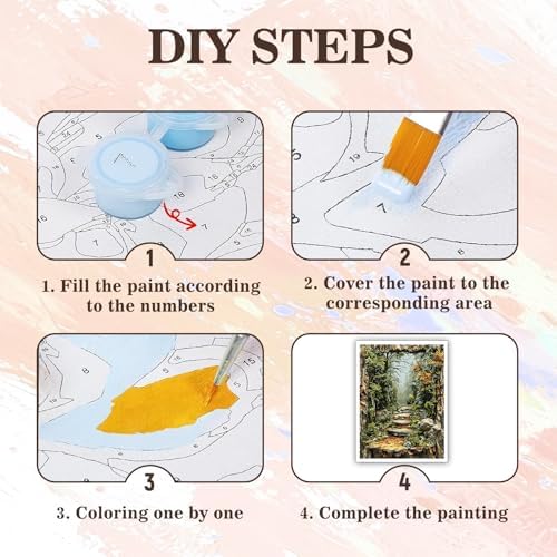 PHANTASYART Misty Forest Path Paint by Numbers Kit for Adults 16x20inch