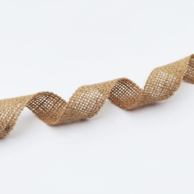 INSPIRELLE 1" Natural Burlap Fabric Roll 10 Yards Jute Ribbon - Image 3