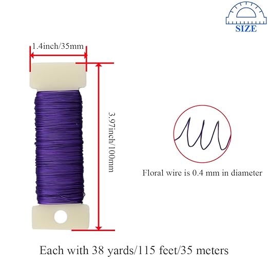 HAHIYO 26Gauge Purple Metal Floral Wire - Image 2