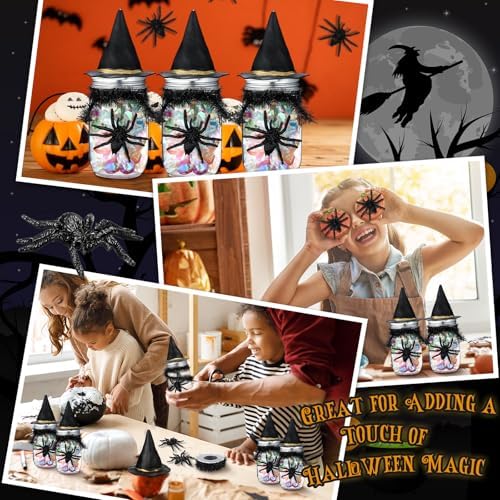 Mimorou 12 Set Halloween Candy Jars 8.5 oz Plastic Jars Craft Kit, Black