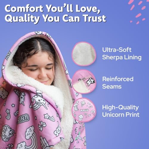Craftikit Unicorn Coloring Blanket for Kids & Adults - 15 Markers