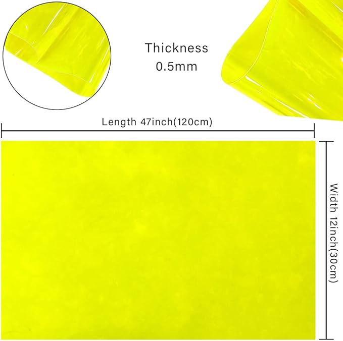 HYANG Yellow Solid Colors Transparent PVC Super Clear Holographic Vinyl 1 Roll - Image 4