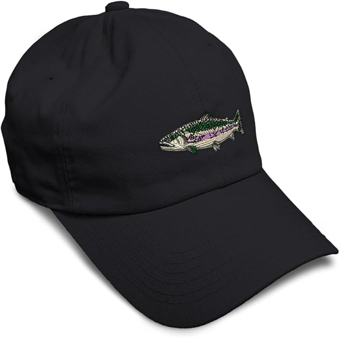 Custom Soft Baseball Hat Embroidered Dad Hat Fish Rainbow Trout Men & Ladies Baseball Cap Cotton