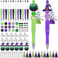 Jutom 12 Pcs Halloween Beadable Pens with Silicone Focal Beads