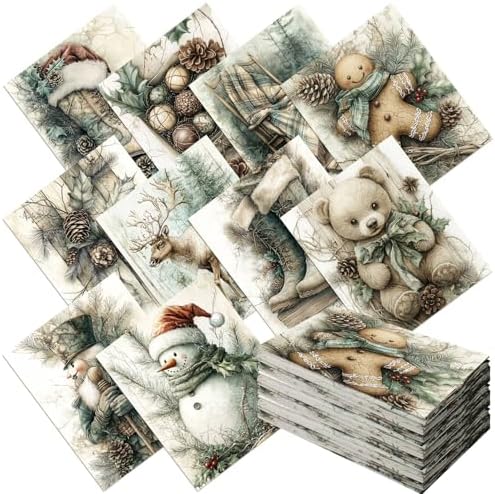 Hahafelt 10 Pcs 18"x22" Vintage Green Christmas Fat Quarters Fabric Bundle
