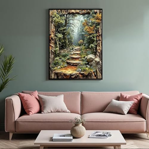 PHANTASYART Misty Forest Path Paint by Numbers Kit for Adults 16x20inch