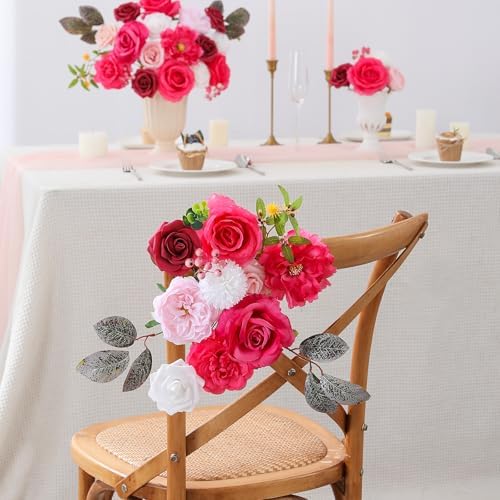 Floweroyal Artificial Flowers Fake Rose Flowers Dahlia with Stems for DIY Wedding Bridal Bouquets, Baby Shower, Floral Arrangement, Table Centerpieces, Home Decorations