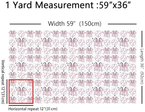 Baseball Bow Upholstery Fabric for Chairs | Modern Ball Print Bowknot Outdoor Fabric by The Yard 72"x63", Sports Ball Game Softball Geometric Bow Tie Waterproof Fabric