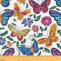 Watercolor Butterfly Upholstery Fabric for Chairs Boho Floral DIY Fabric by The Yard for Craft Lovers 362"x63", Rustic Aesthetic Animal Country Beetles Quilting Fabric
