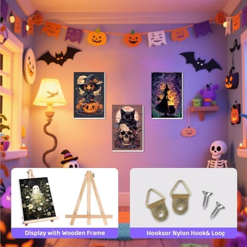 Halloween Paint by Numbers for Adults with Framed Canvas - Wooden Easel