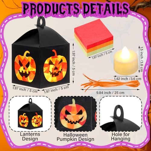 Simgoing 12 Sets Halloween Jack-O-Lantern Crafts Tissue Paper Crafts Kits