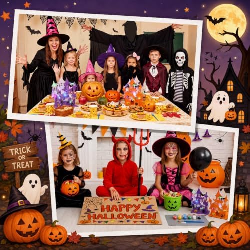 DoubleFill 6 Set Halloween Wooden Castle House Craft Kits, DIY