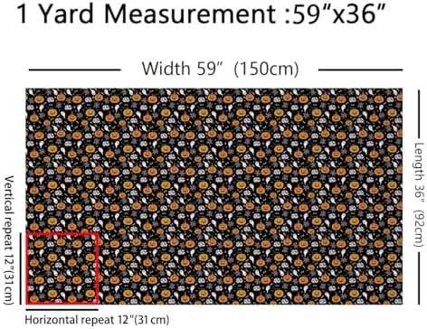 Feelyou Black Halloween Soft Flannel Fabric by The Yard Kids 10 Yards Cute Ghost Bat Spider Web Upholstery Fabric for Boys Pumpkin Candy Spooky Trick or Treat for Home DIY Projects, Indoor Decor