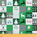 Cartoon Snowman Upholstery Fabric for Chairs | Green Buffalo Plaid Christmas Decorations Santa Claus Outdoor Fabric by The Yard 109"x63", Christmas Gnome Xmas Snowflake Elk Deer Waterproof Fabric