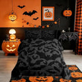 Castle Fairy Halloween Themed Full Size Comforter Set,Black Bats Animal Print Bedding Comforters Bedroom Collection,Dark Grey Color Bedding Set for Girls Teens