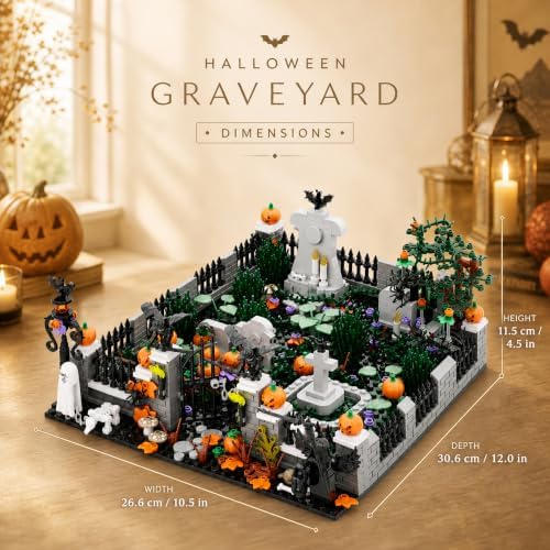 Halloween Graveyard Building Blocks Set, 910 PCS 7-Section Display