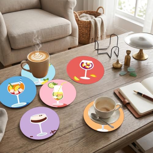 8 Pack Drinks Paint by Numbers Kits Coasters with Holder Cork Pads