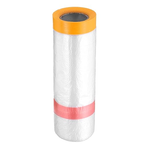 HARFINGTON Pre-Taped Masking Film 43.3" x32.8ft Double Adhesive Tape and Drape by HARFINGTON