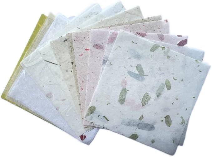 4" x 4" 50 Designs 50 Sheets Natural Fiber Tamarind Leaves, Banana Bark - Image 3