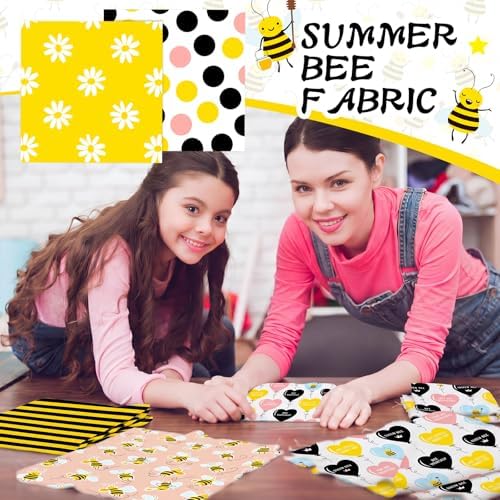 Hahafelt 10 Pcs Fall Bee Quilting Fabric Bundles 20 x 20 Inch