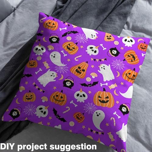 jejeloiu Happy Halloween Fabric by The Yard Pumpkin Upholstery Fabric for Sewing Crafting Funny Ghost Printed Waterproof Indoor Outdoor Decor for Home DIY Projects 10 Yards