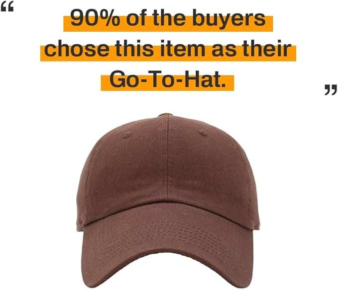 KBETHOS Classic Unisex Cotton Adjustable Low Crown Baseball Cap – Plain Dad Hat