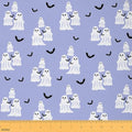 Feelyou Happy Halloween Soft Flannel Fabric by The Yard Kids 5 Yards Cute Ghost Black Bat Animal Upholstery Fabric for Boys Purple Spooky Trick or Treat for Home DIY Projects, Indoor Decor