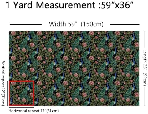 Erosebridal Peacock Fabric By the Yard, 2 Yards