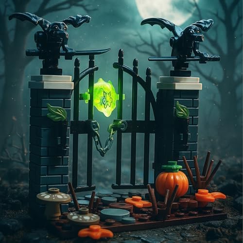 Halloween Graveyard Center Gate Building Blocks Set, 86 PCS Gothic Entry