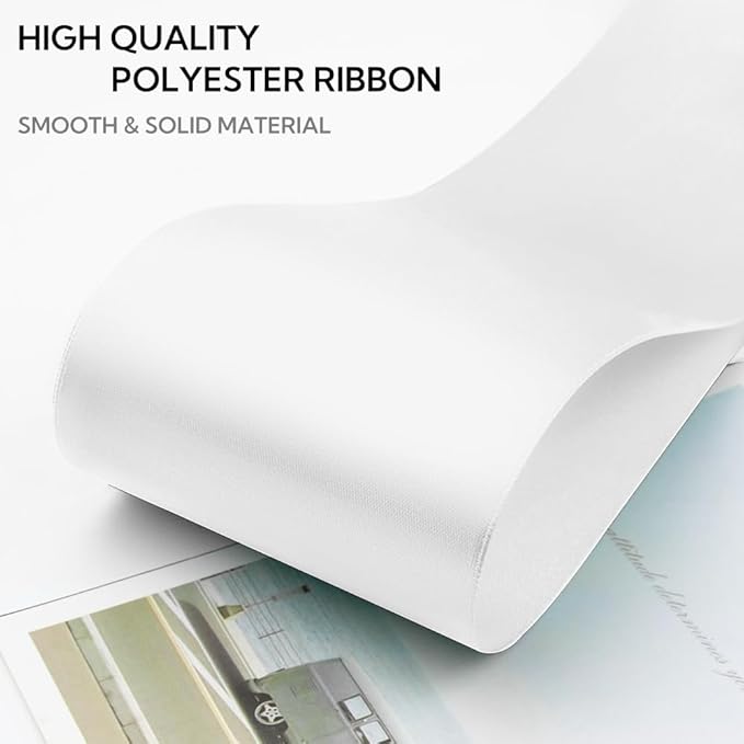 3 Inch 25 Yard Wide Satin Ribbon White, Solid Fabric Large Ribbon Roll - Image 3
