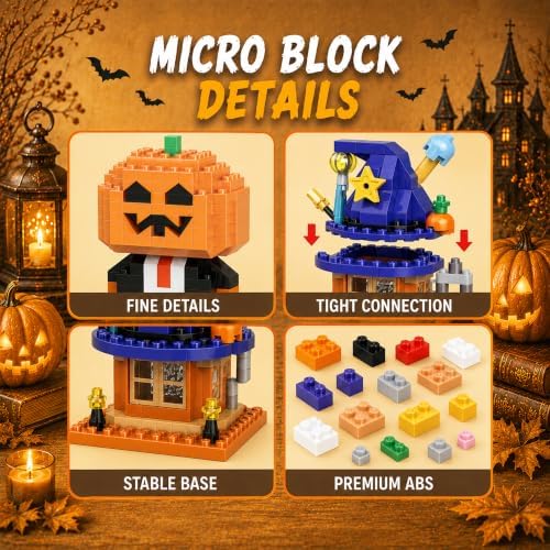 Halloween Advent Calendar 6 Days, Mini Building Blocks Set with Figures