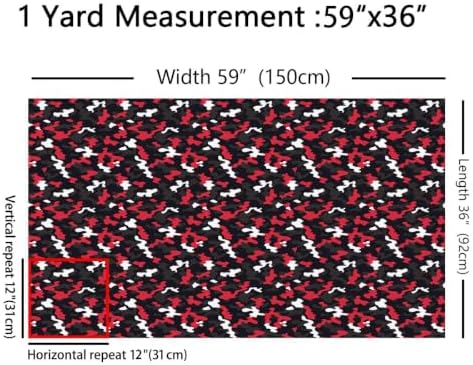 Boys Camo Fabric By The Yard, Army Camouflage Upholstery Fabric for Kids Adult Black White Militarily Indoor Outdoor Fabric Abstract Art Precut Fabric for Clothing Quilting Sewing, Red 5 Yards