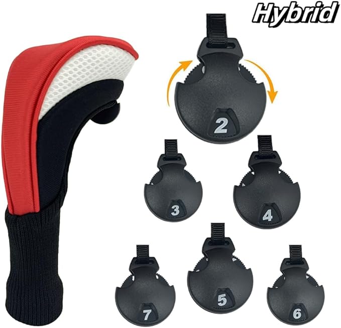 Golf Club Head Covers for Woods 3/4/5/6 Pieces Long Neck Mesh Sports Golf Club Headcovers Set with Interchangeable No. Tags 3 4 5 6 7 X Golf Accessories for Men Women