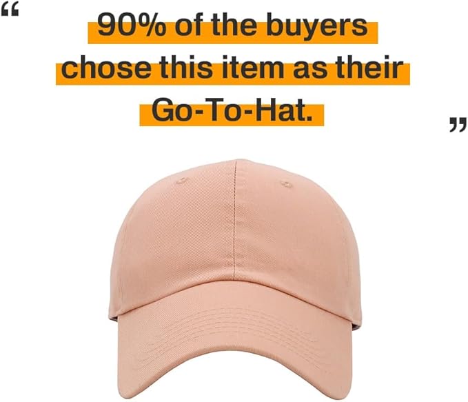 KBETHOS Classic Unisex Cotton Adjustable Low Crown Baseball Cap – Plain Dad Hat