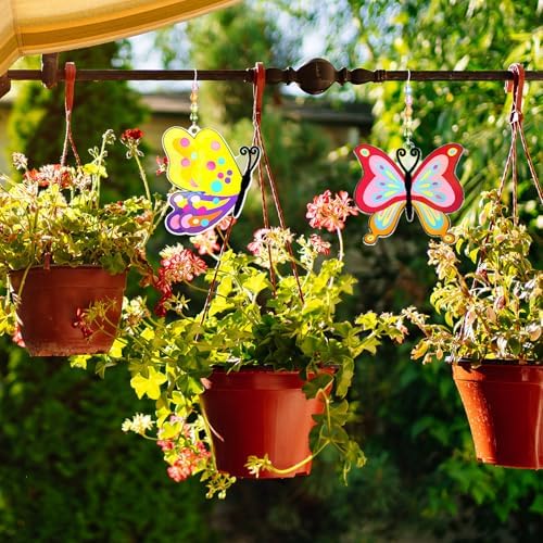 Dunzoom 30 Set Butterfly Suncatchers Kit Spring Summer DIY Window Suncatchers Craft Make Your Own Butterfly Suncatchers Ornaments Painting Craft Kits for Party Painting Activity Decoration