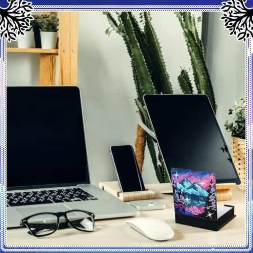 Saillong 4 Pcs Starry Sky Diamond Painting Note Box Kit Sticky Note Holders