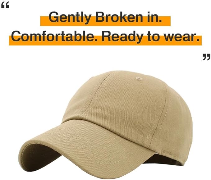 KBETHOS Classic Unisex Cotton Adjustable Low Crown Baseball Cap – Plain Dad Hat