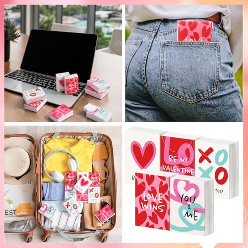 Outus 50 Pack Valentine’s Day Party Favors, Travel Size Pocket Tissues
