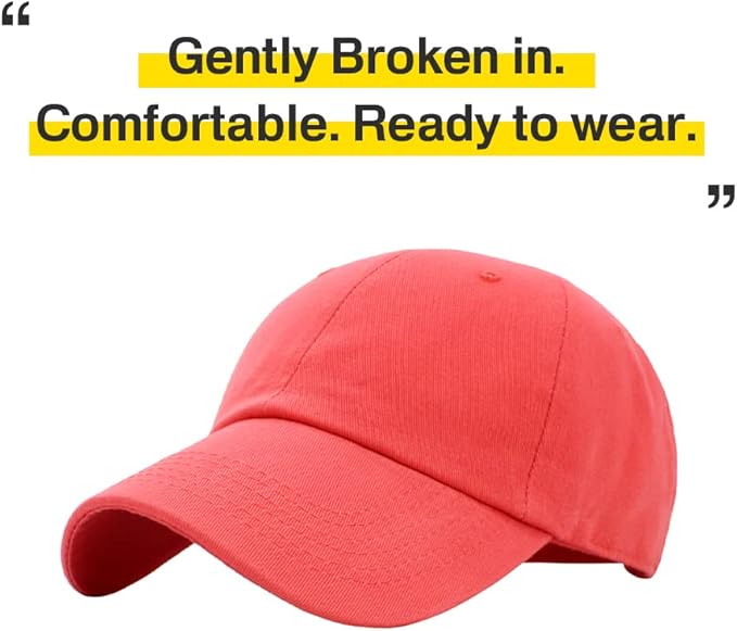 KBETHOS Classic Unisex Cotton Adjustable Low Crown Baseball Cap – Plain Dad Hat