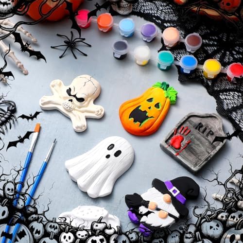 WinnerWhy 24 Sets Halloween Ceramic Painting Kit Halloween Crafts for Adult
