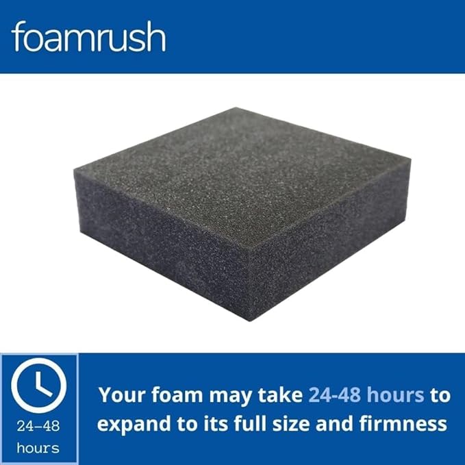 FoamRush 10" x 24" x 24" Charcoal High Density Upholstery Foam Cushion Made in - Image 2