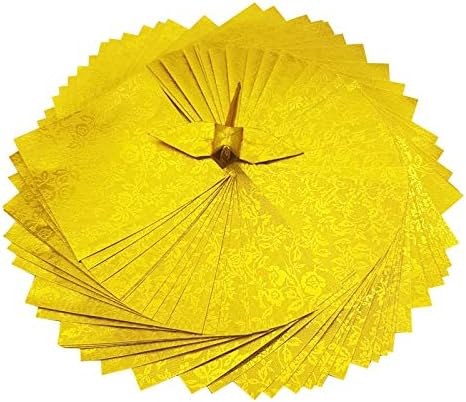 100 Origami paper sheets paper pack Gold Origami paper cranes 6x6 inches - Image 2