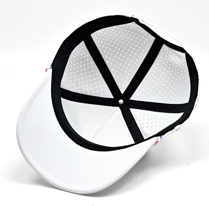 Curves & Clubs American Flag Golf Hat – Black Performance Rope Cap – Patriotic USA Golf Hat – Adjustable, Breathable (US, Numeric, 0, White USA)