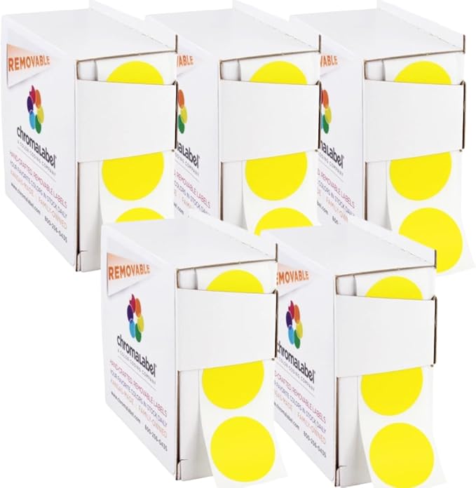 ChromaLabel 1 Inch Round Label Removable Color Code Dot Stickers, 1000 Labels by ChromaLabel