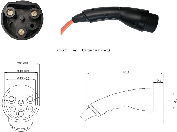 JOEEGO Charging Power Cord Assembly Compatible with Evolution EV Golf Carts, UL Listed, Replaces OEM# 2.04.0620 (Orange 10ft)