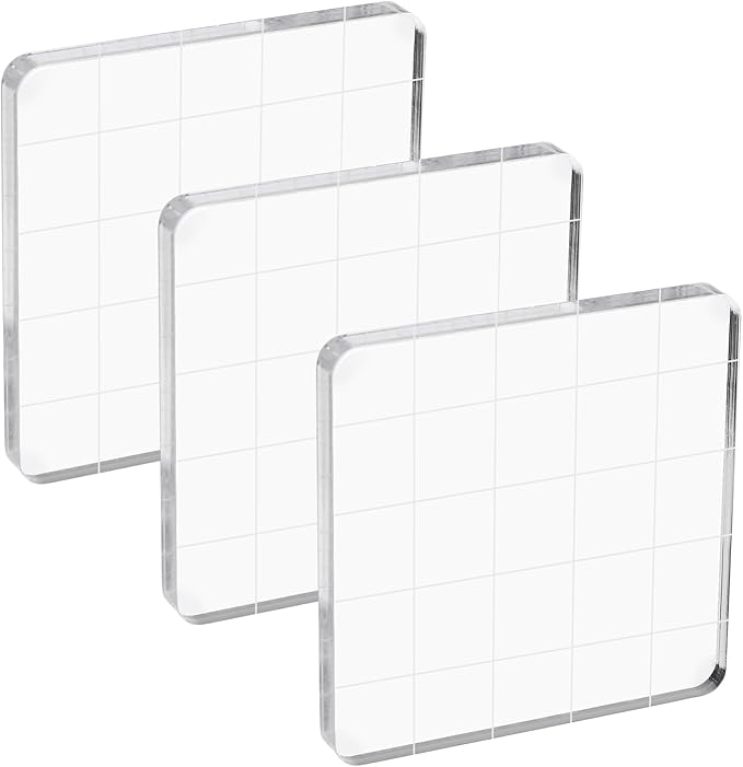 PATIKIL Acrylic Stamp Block, 3 Pack Stamping Block Square Shape by PATIKIL